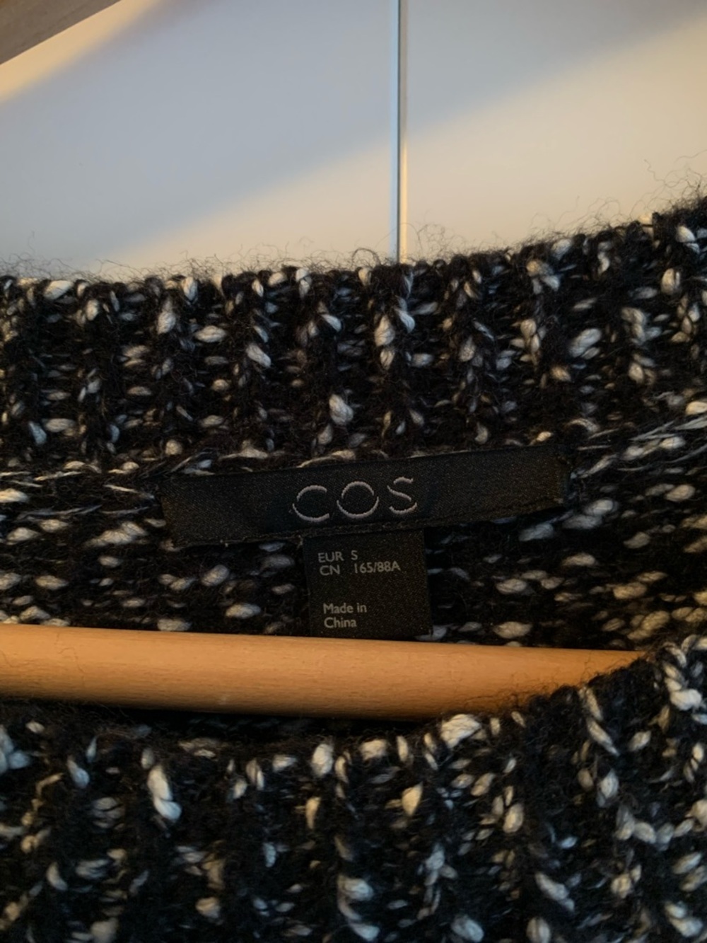 COS Speckle Black & White wool and cotton blended Crewneck Sweater size S - Picture 7 of 14